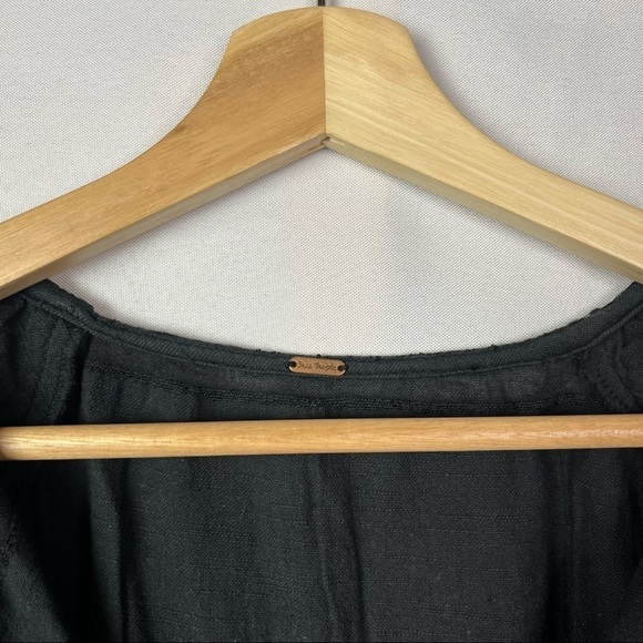 Free People Black Sedona Peasant Boho Short Sleeve Blouse XS - Picture 5 of 5